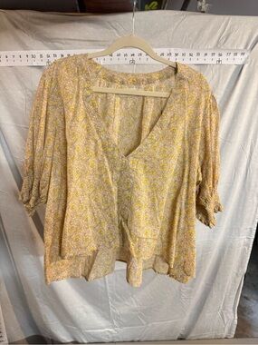 Urban Outfitters Yellow Floral Button-Front Blouse